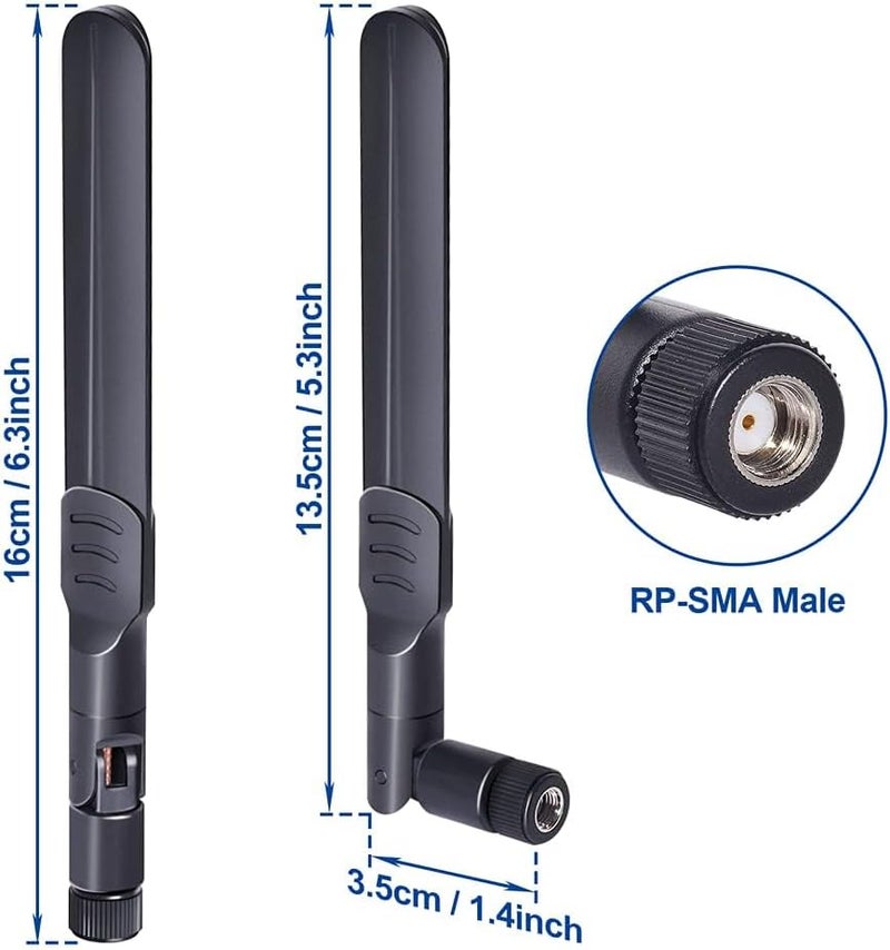 BINGFU هوائي مزدوج النطاق WiFi 2.4GHz 5GHz 5.8GHz 8dBi MIMO RP-SMA ذكر (عبوة 2) لجهاز توجيه WiFi بطاقة الشبكة اللاسلكية محول USB كاميرا الأمان IP مراقبة الفيديو. - Image 2